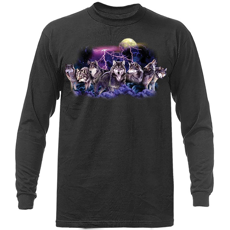 Night Hunt Wild Life Wilderness Animal Outdoor Nature Moon Long Sleeve