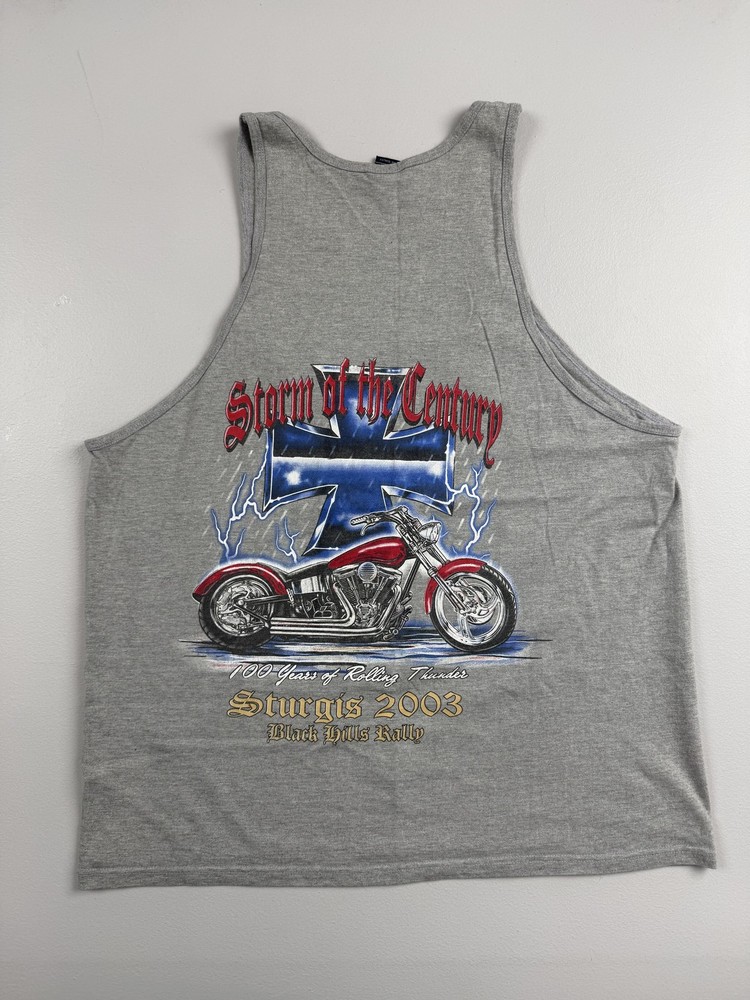 Vintage Choice Apparel Shirt Mens XL Gray Sturgis 2003 Tank Tee Biker Rally