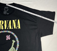 Nirvana Floral Smiley Face Logo Graphic Print Black 2022 T Shirt Mens Size 2XL