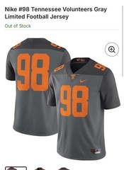 Men’s Size Small Limited Edition Smokey Gray My All TN Vols Nike Football Jersey