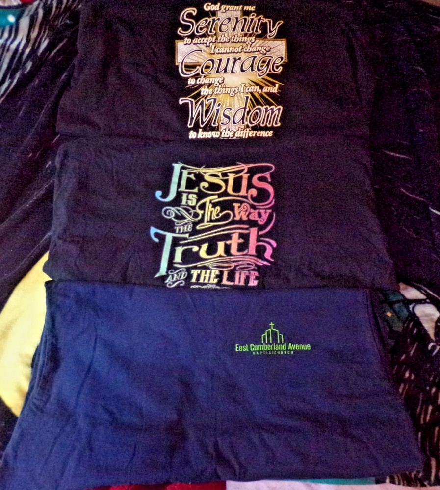 Three Jesus shirts L/XL Unisex: Two Gildan, Shaka Active/ Two are New.