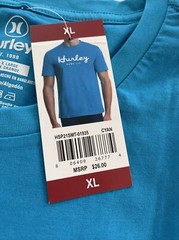 Hurley Men’s Crew Neck Short Sleeve Graphic 100% Cotton T-Shirt | Cyan Color XL