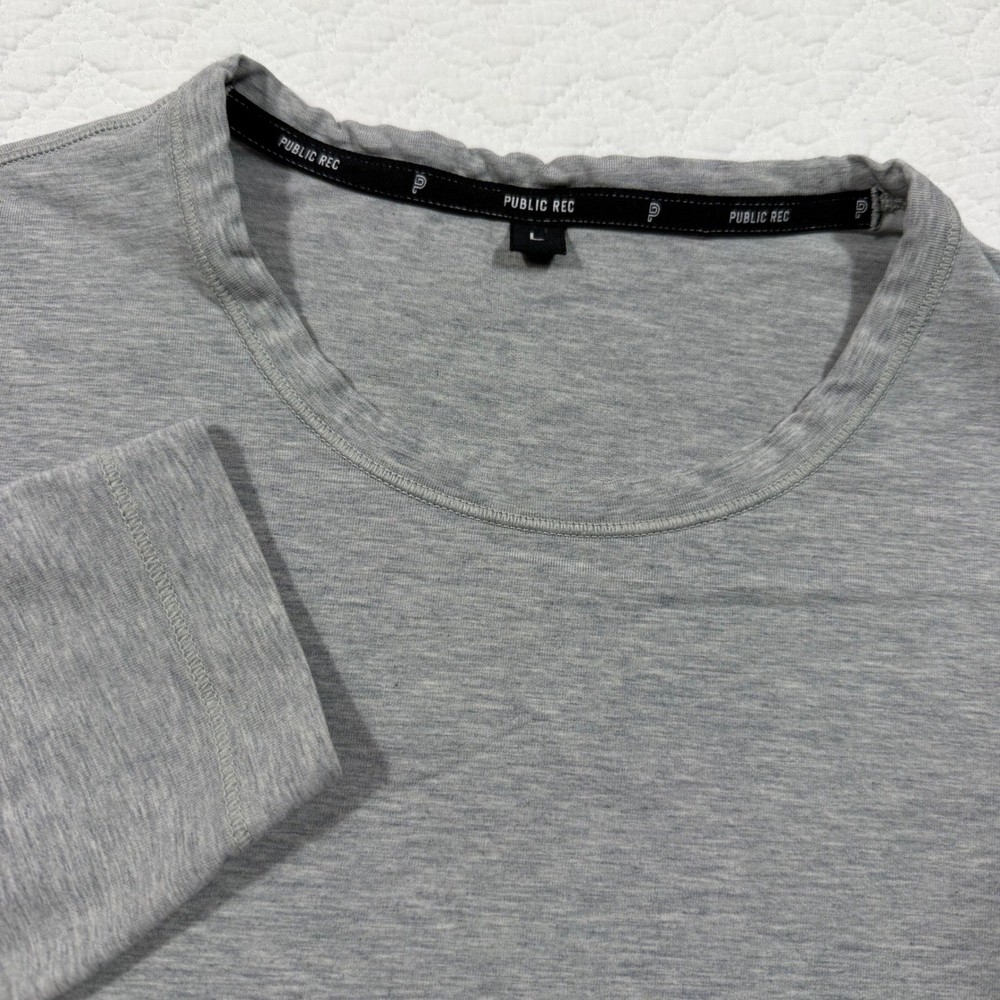 Public Rec Mens Long Sleeve Tee Large Pima Cotton Lyocell Heather Grey EUC