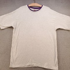 Vintage Fruit Of The Loom Shirt Mens XL Gray Purple Cuff 90s Skater Ringer USA