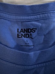 Lands’ End Men’s Bright Blue Crew Neck T-Shirt Size L 95% Cotton 5% Spandex