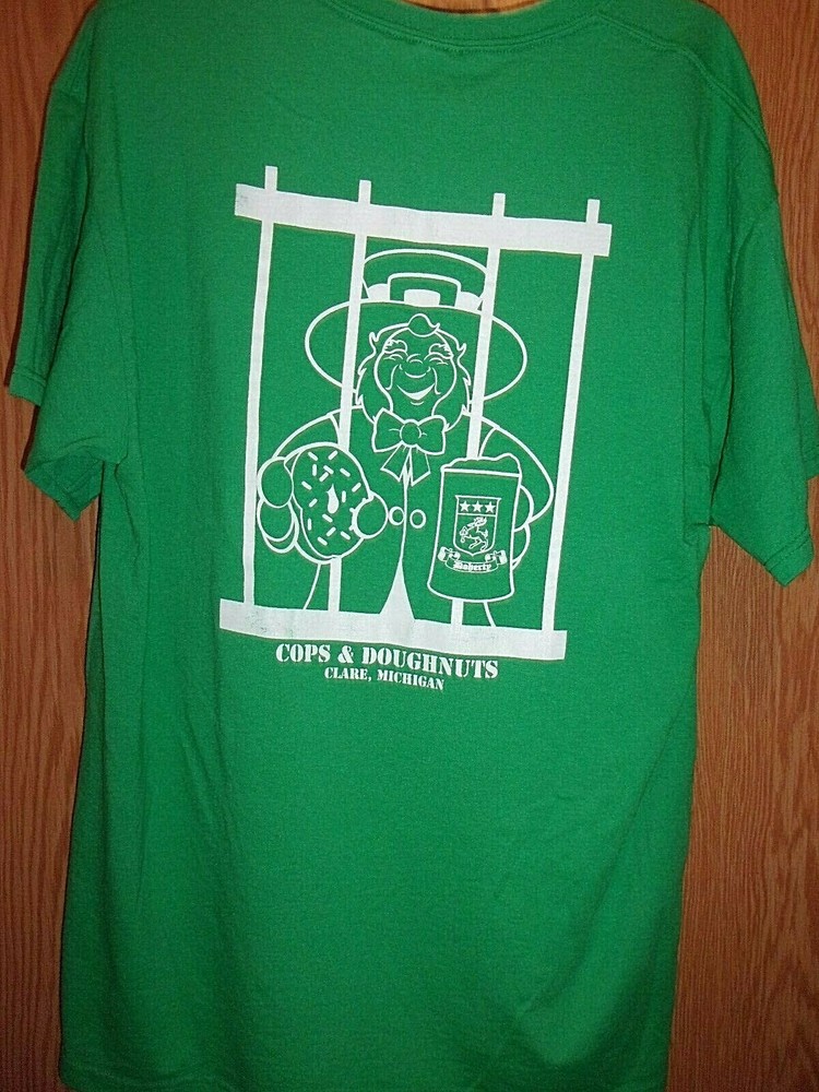 Clare Michigan Cops n Doughnuts green graphic XL t shirt
