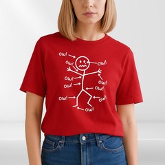 Funny Stick Figure ‘Ow’ T-Shirt Sarcastic Pain Humor Graphic T Shirt Unisex Tee