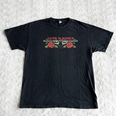 Vintage Guns N Roses Shirt Tee Mens Large Black Pistol Flowers Spell Out Band