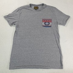 Lucky Brand Shirt Mens Medium Gray Aztec Pocket Tee Geometric Pattern Casual