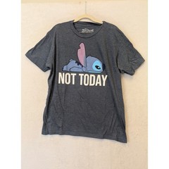 Disney Stitch Graphic T Shirt Mens Large L Gray Not Today Short Sleeve