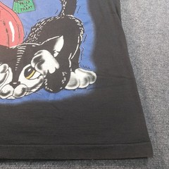 Vintage Happy Halloween AOP T-Shirt XL 1996 Black Cat HUGE Spell Out 90s Tee