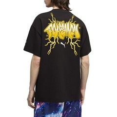 PUMA X Pokémon Hoops Pikachu Graphic Crew Neck Short Sleeve T-Shirt Mens Black