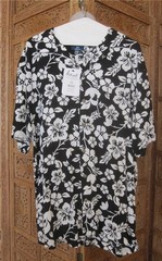 Men’s Awesome Black & White Hibiscus Aloha Hawaiian Shirt NWT Sz Large George