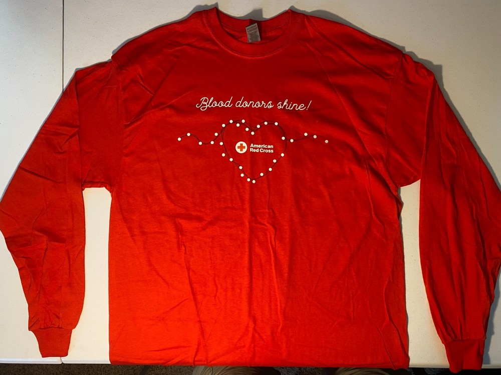 American Red Cross Blood Donors Shine XL Long-Sleeve T-Shirt – Blood Donor Shirt