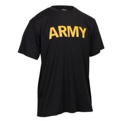 Black Moisture Wicking US ARMY PT Training Workout APFU T-Shirt 4602
