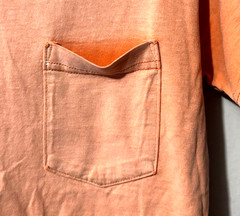 Vintage Super Gradient Sun Faded WIP Workwear Work Pocket Front Orange T-Shirt S