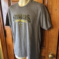 District Made Gray Stingers Softball Graphic Hornet Bumble Bee T-Shirt Mens M