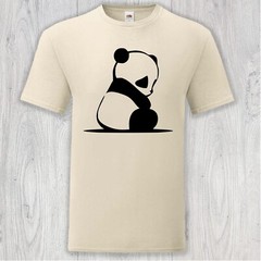 Cuddly Panda Cartoon Style Hand Printed T-Shirt Gift Size S – 3XL