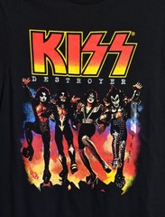 Men’s Kiss 1976 Destroyer T-Shirt Crew Neck Classic Rock SMALL Black NEW