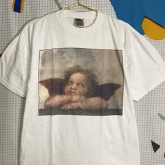 Vintage 90s Raphael Art Tshirt XL Sistine Madonna Angel Cherub Single Stitch