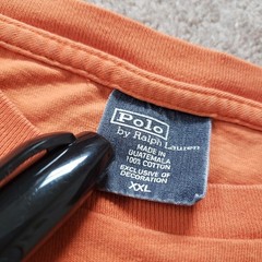 Vintage Polo Ralph Lauren Fishing Tackle Sz 2XL Mens Orange T-Shirt Rods Reels