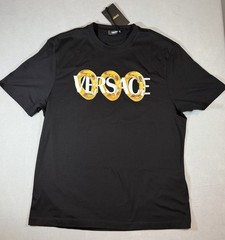 Versace Maxi Chain Logo Black T-shirt Men’s Size L Authentic