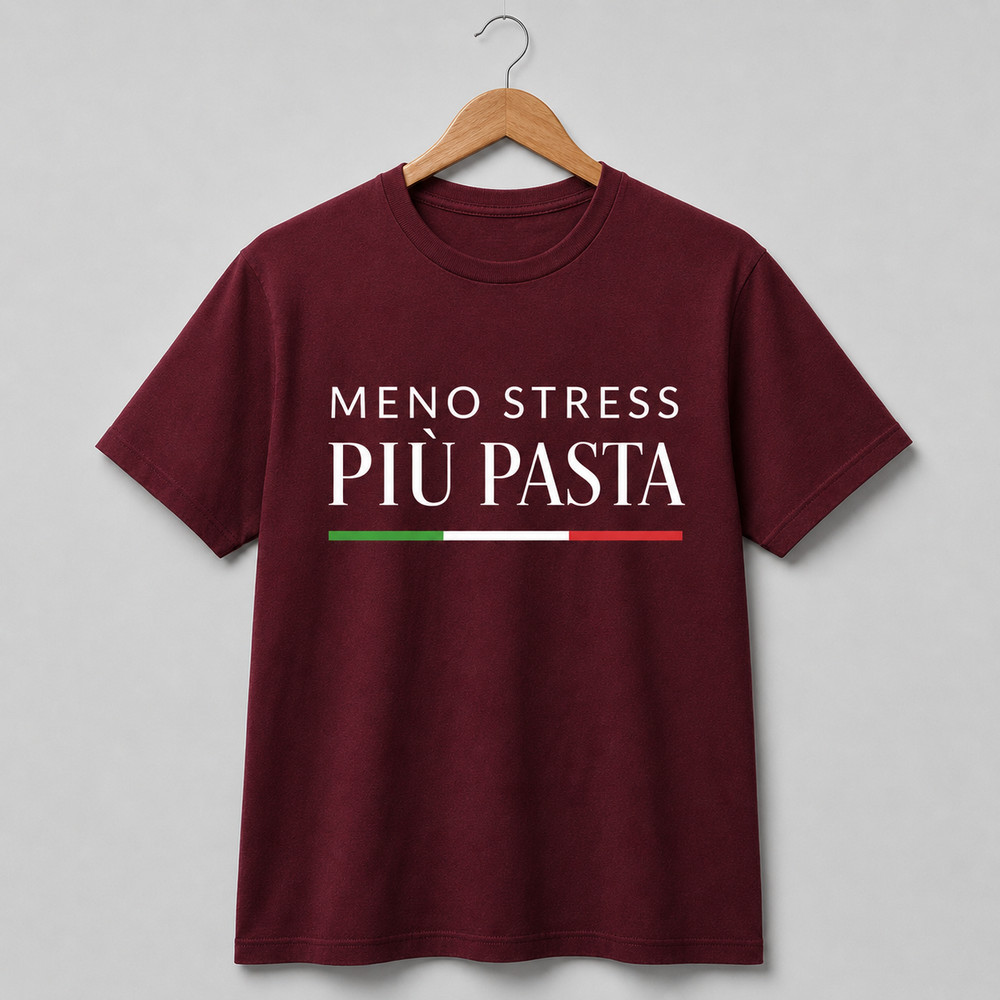 Less Stress More Pasta T-Shirt Men Women Ironic Funny T-Shirt Unisex