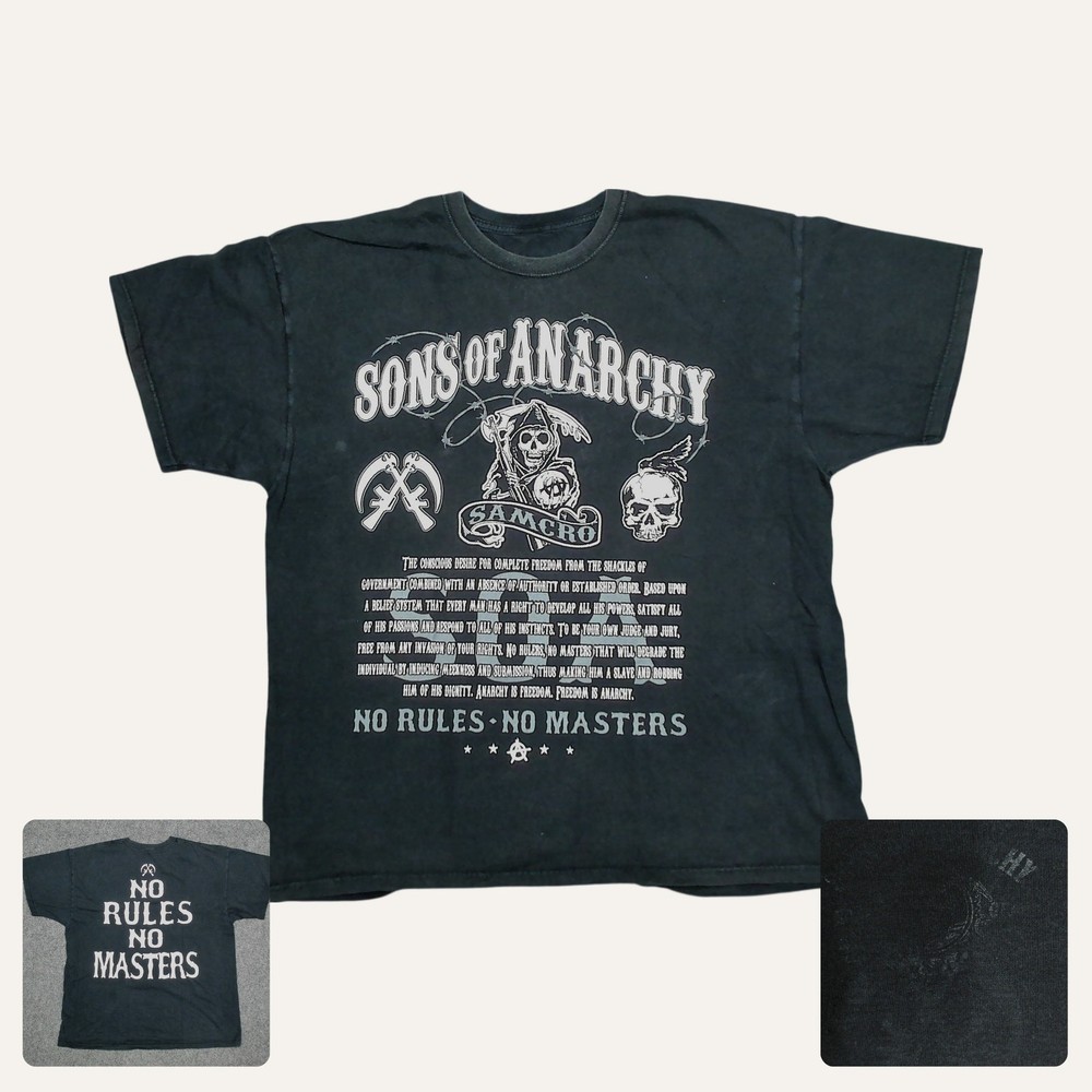 Sons of Anarchy T Shirt Mens XXL Black Faded SAMCRO Reaper Graphic SOA Biker