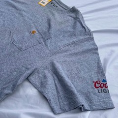 Carhartt Heavyweight Coors Light Pocket T Shirt NWT Grey Blue Red Logo Size XL