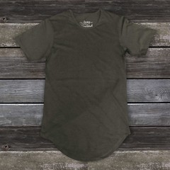 LUCKY BASTARDS CONTEMPORARY CLOTHING LONG T SHIRT EXTENDED OLIVE ROUND SCOOP