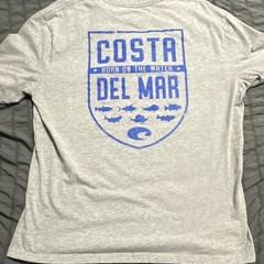 Costa Del Mar Men’s L Gray Crew Neck Short Sleeve Born On The Water Tagless Tee