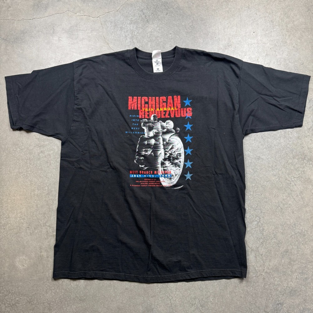 Vintage West Branch Michigan Rendezvous 16 Annual Shirt Mens 2XL Black Preowned