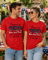 America 250 Years of Freedom 1776-2026 Patriotic Flag Graphic T-Shirt