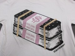 Icecream Shirt Mens Small White Money Stack Graphic Tee Streetwear Logo Back