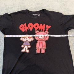 Gloomy Bear Graphic T-Shirt Black Anime Horror Tee Size L