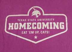 Texas State Bobcats T Shirt Adults Sm Maroon Gold Homecoming Eat’Em Up, Cats!