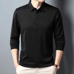 Men’s Long Sleeve Polo Shirt Business Casual Anti-Wrinkle Top Summer Spring