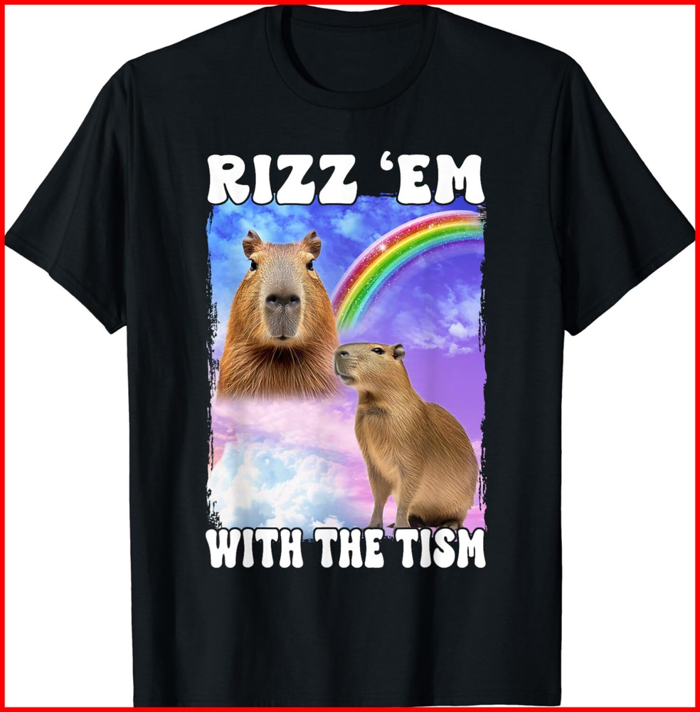 Rizz ‘Em With The ‘Tism Internet Meme Black Cotton T-Shirt S-5XL