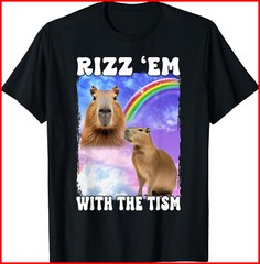 Rizz ‘Em With The ‘Tism Internet Meme Black Cotton T-Shirt S-5XL