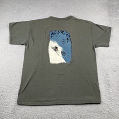 Vtg Tultex Olive Green XL Shirt Live2Play.com Skier Back Graphic Mountain Y2K