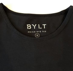 BYLT PRISM DYE TEE Size Medium Black Gray 100% Cotton Drop Cut Crew Neck SS