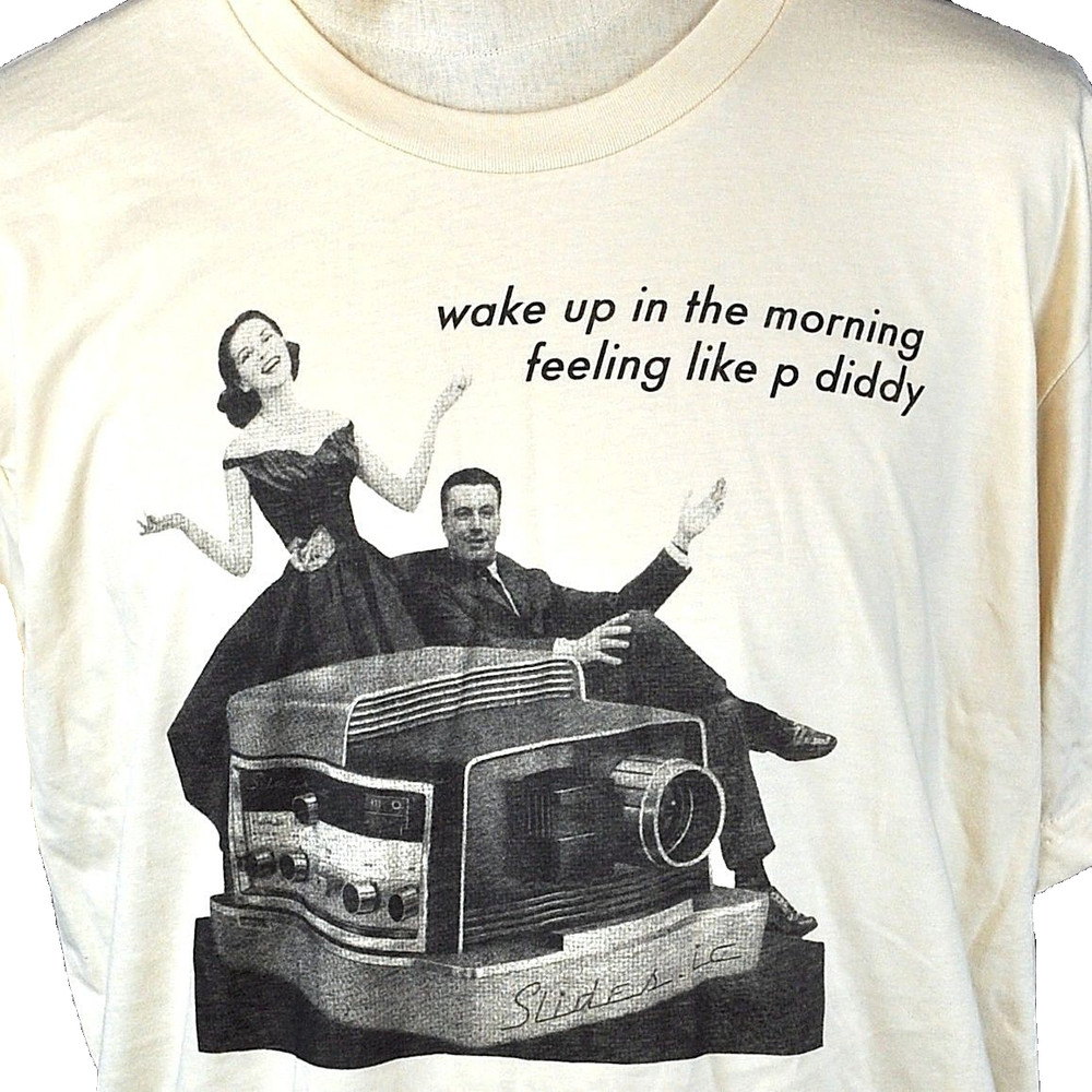 P Diddy Slides IC Tech Mens T-Shirt size XL Wake Up Feeling Like Retro Projector