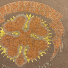 Vintage Lucky Brand XL Too Tough To Die Graphic T Shirt USA Brown Cotton Faded