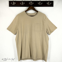 Common People Waffle Knit Tee Medium Stone Cozy Ribbed Coastal Summer