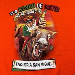 Gildan Men’s T-Shirt Large Orange Cinco de Mayo We Headed To Taqueria San Miguel