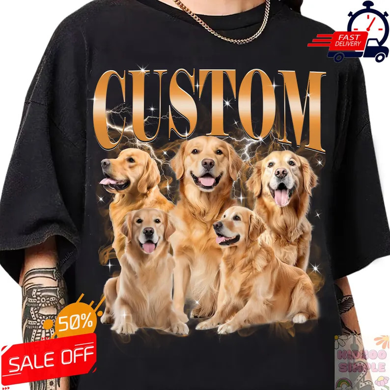 Custom Pet Photo Tee Shirt Personalized Dog Cat Picture T-