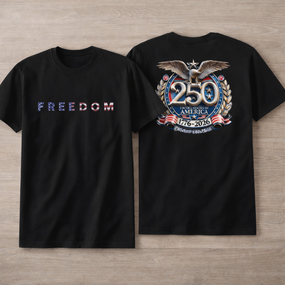 USA 250th Anniversary T-Shirt 1776-2026 Freedom Eagle Independence Day Tee