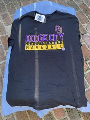 Dodge City Community College Conquistadors Baseball Tee Shirt -NWT Black XL DC3