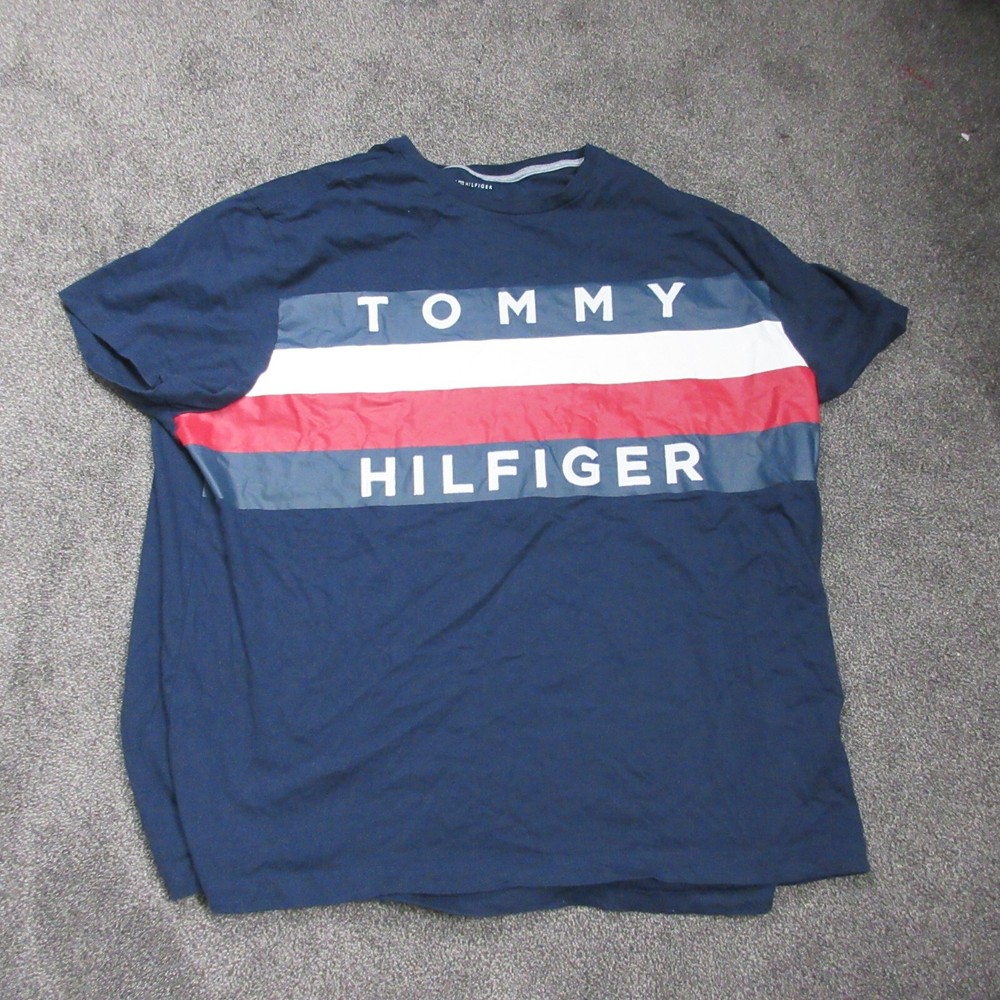 Tommy Hilfiger Graphic Shirt Mens 3Xl XXL Blue Logo Pullover