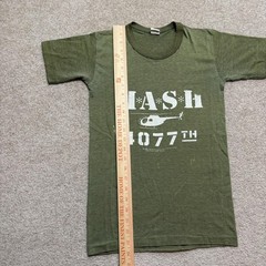 Vtg MASH 4077th Shirt Mens Small Green Helicopter Military TV Promo 1981 USA Tee